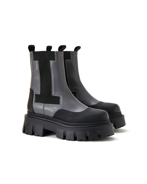 Women's black and grey chunky style combat boots - Iceberg - Official Website