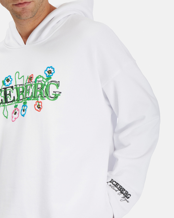 Men's white KAILAND O. MORRIS sweatshirt with embroidered print and logo - Iceberg - Official Website
