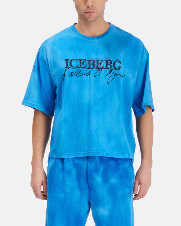 T-shirt boxy uomo bluette KAILAND O. MORRIS con ricamo - Iceberg - Official Website
