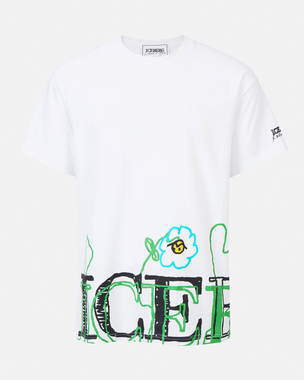 Men's white KAILAND O. MORRIS T-shirt with embroidered logo - Iceberg - Official Website