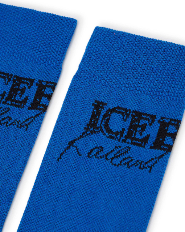 Calzini uomo in cotone bluette KAILAND O. MORRIS con logo ricamato - Iceberg - Official Website