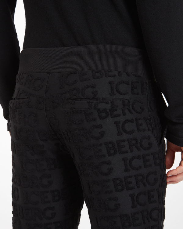 Men's black slim fit jogging pants with Iceberg logo - Iceberg - Official Website