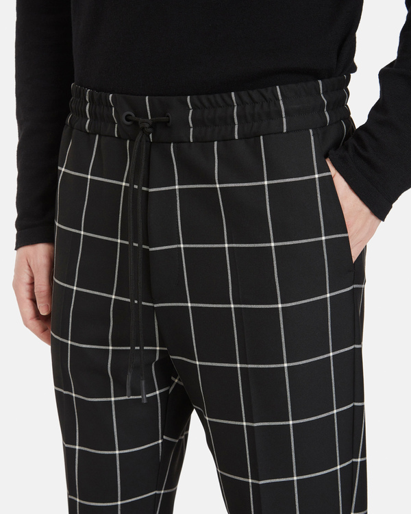 Men's black pants in technical fabric with macro check pattern - Iceberg - Official Website