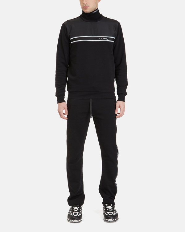 Men's crew neck black sweatshirt with profiled logo - Iceberg - Official Website
