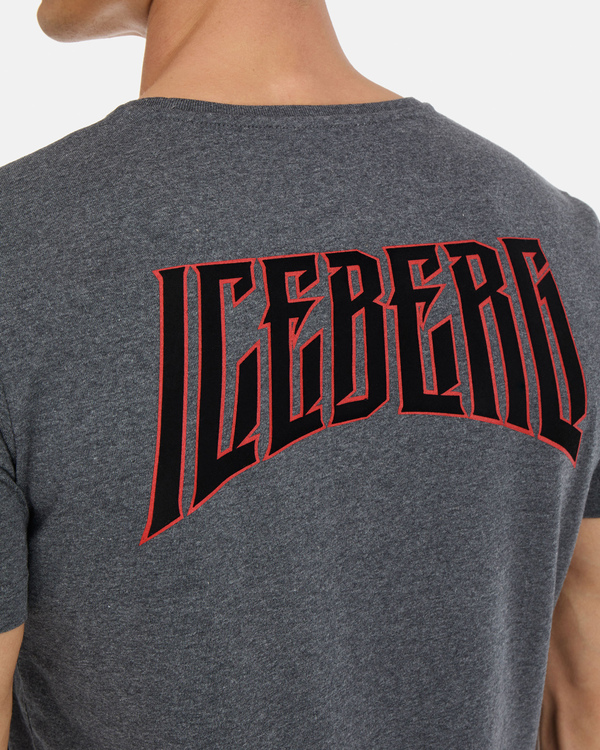 Men's vintage effect cotton t-shirt with "Iceberg Rocks Peanuts" print and maxi Iceberg Rock logo - Iceberg - Official Website