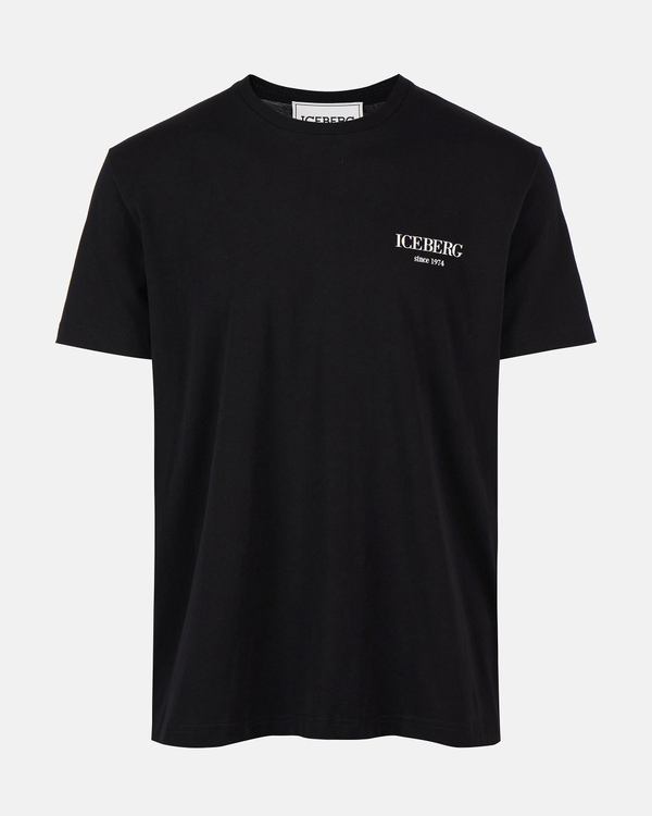 Men's black T-Shirt with contrasting logo on front and embroidered logo on back - Iceberg - Official Website