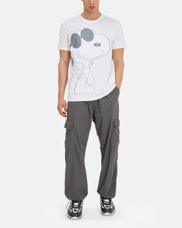 Men's optical white cotton t-shirt with a maxi snoopy graphic and 3D logo - Iceberg - Official Website
