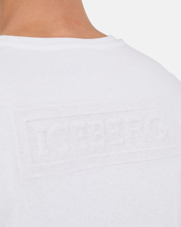 Men's optical white cotton t-shirt with a maxi snoopy graphic and 3D logo - Iceberg - Official Website
