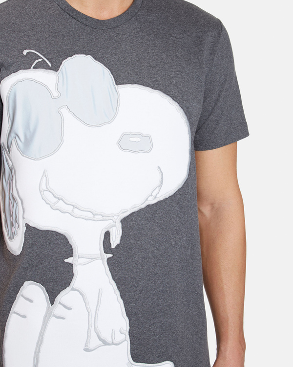 T-shirt uomo grigio melange in cotone con maxi grafica Snoopy e logo 3D - Iceberg - Official Website