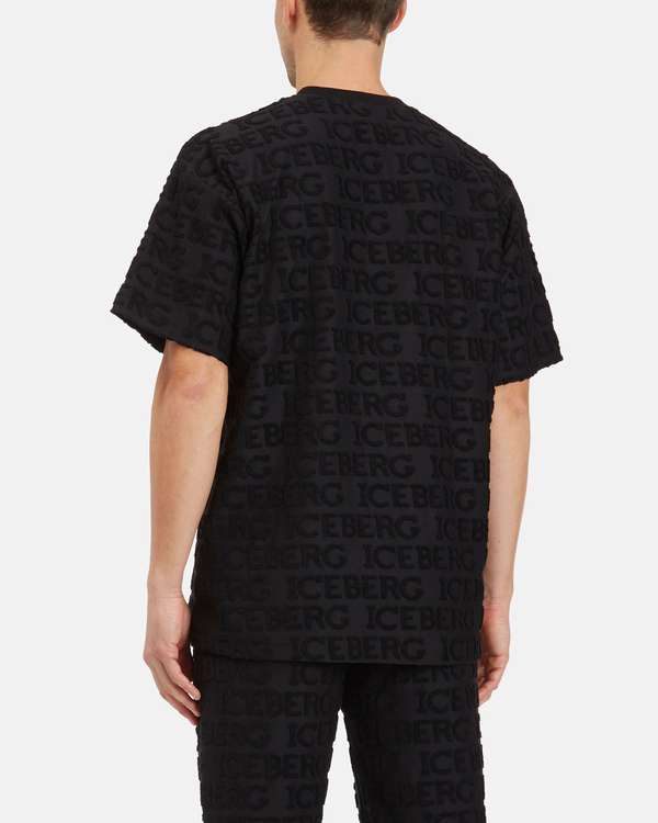 Fit over men's black t-shirt with 3D logo all-over - Iceberg - Official Website