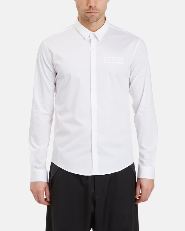 Men's white regular fit shirt with Iceberg logo - Iceberg - Official Website