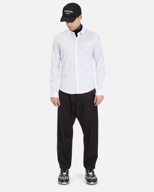 Men's white regular fit shirt with Iceberg logo - Iceberg - Official Website