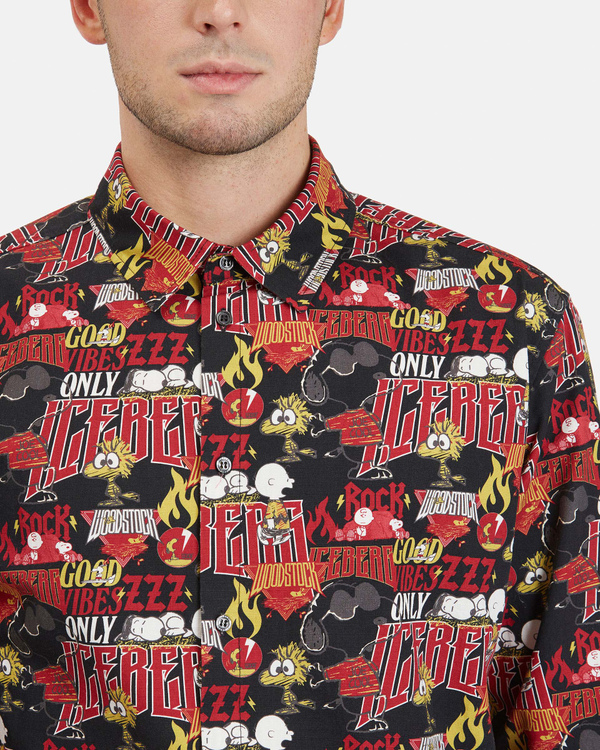Men's multicoloured long sleeved shirt in ribbed cotton with Peanuts graphics - Iceberg - Official Website