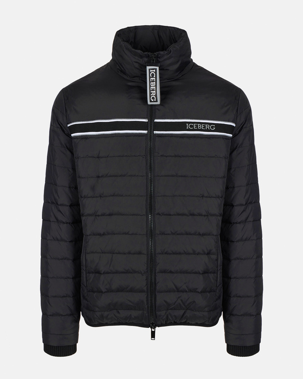Men's black down jacket with front technical zipper - Iceberg - Official Website