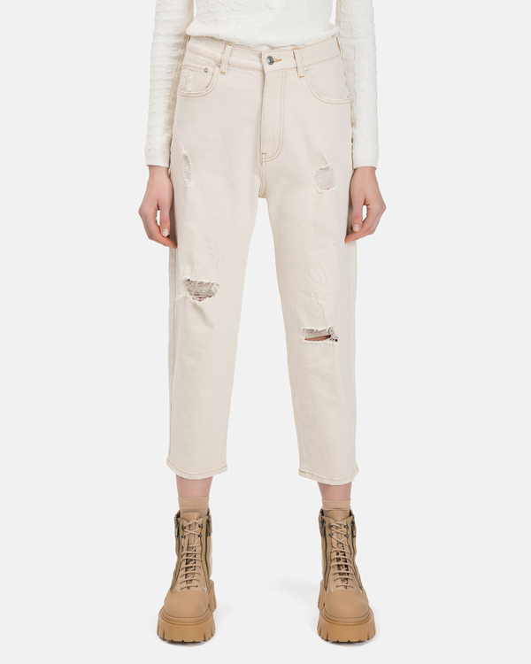 Women's white jeans with overboy fit - Iceberg - Official Website