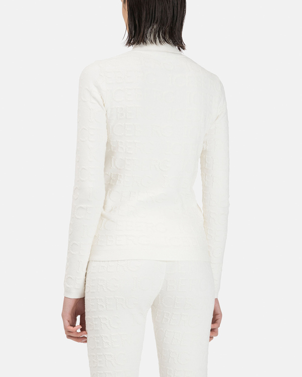 Women's cream turtleneck in stretched rayon - Iceberg - Official Website