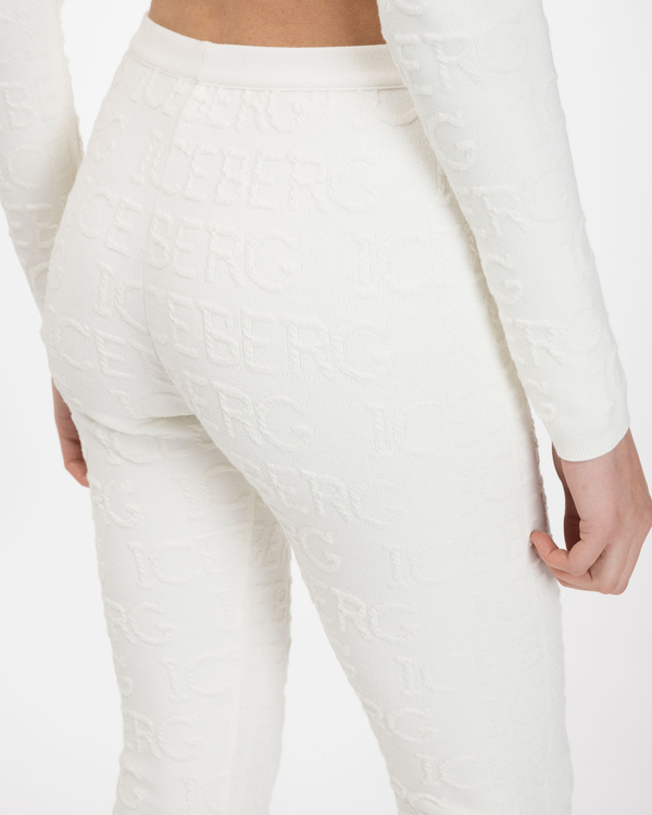 Women's cream leggings in stretched rayon - Iceberg - Official Website