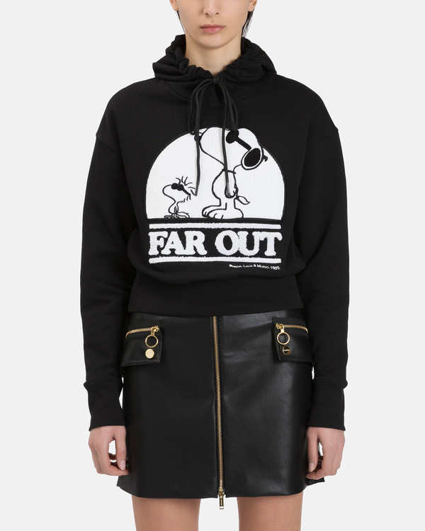 Women's black cropped hoodie with Snoopy graphics - Iceberg - Official Website