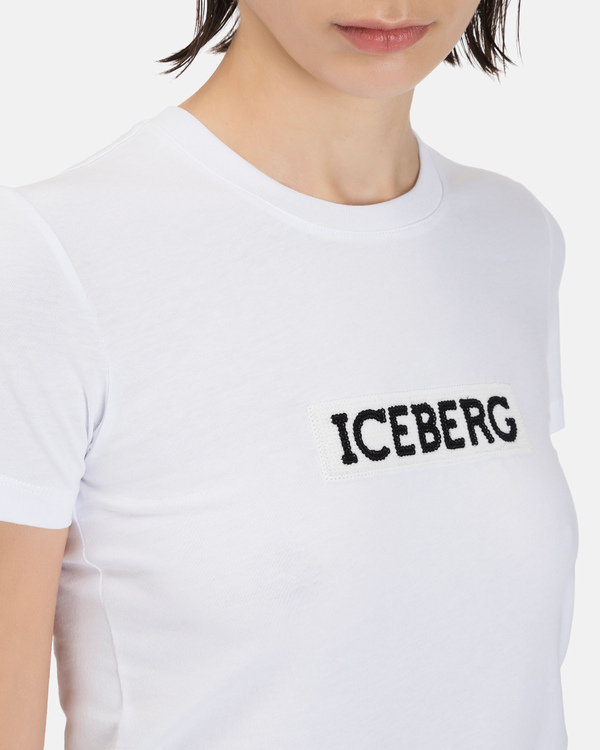 Women's basic white T-shirt with logo - Iceberg - Official Website