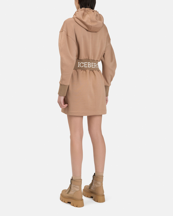 Women's camel fleece hoodie dress - Iceberg - Official Website