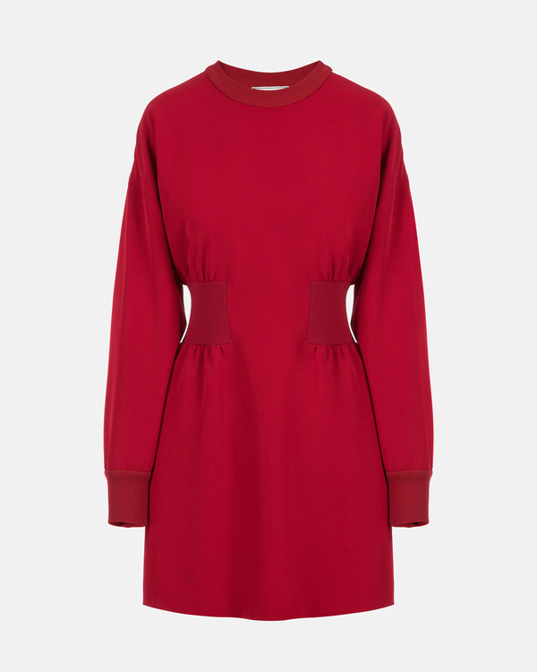 Women's day dress in dark red technical stretched cady - Iceberg - Official Website