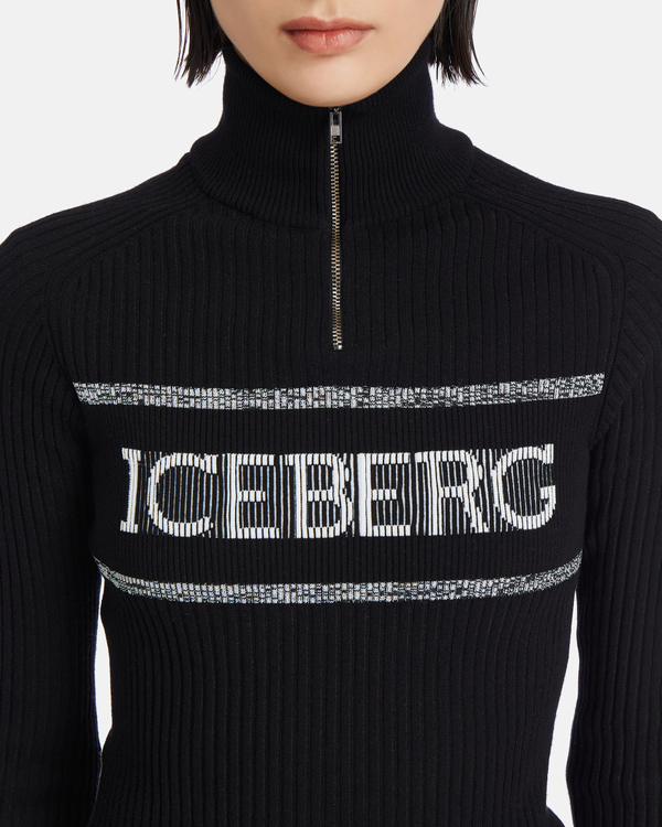 Iceberg logo turtleneck sweater in black - Iceberg - Official Website