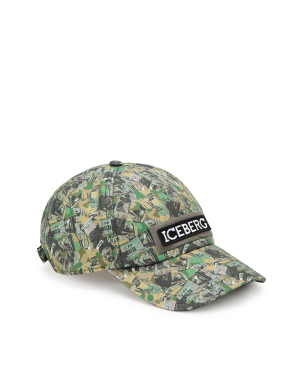 Green multicolor Iceberg baseball cap with tubes of paint print - Iceberg - Official Website