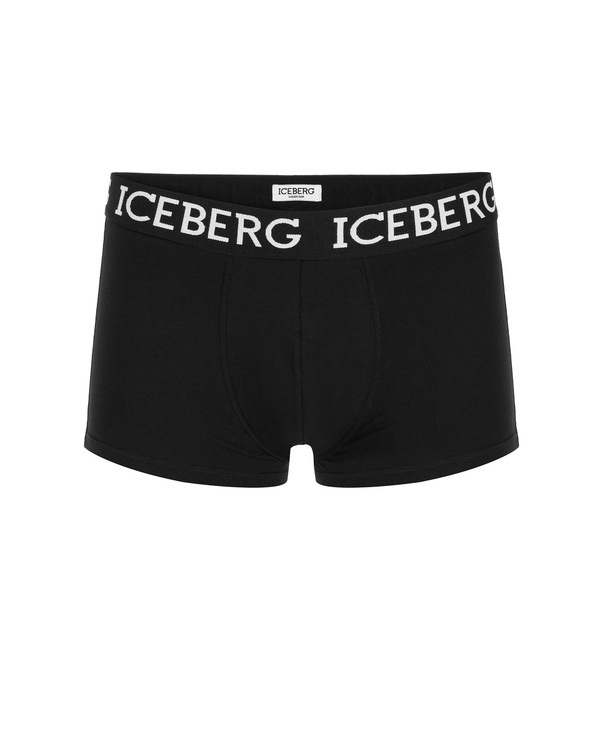 Boxer nero in cotone con logo - Iceberg - Official Website
