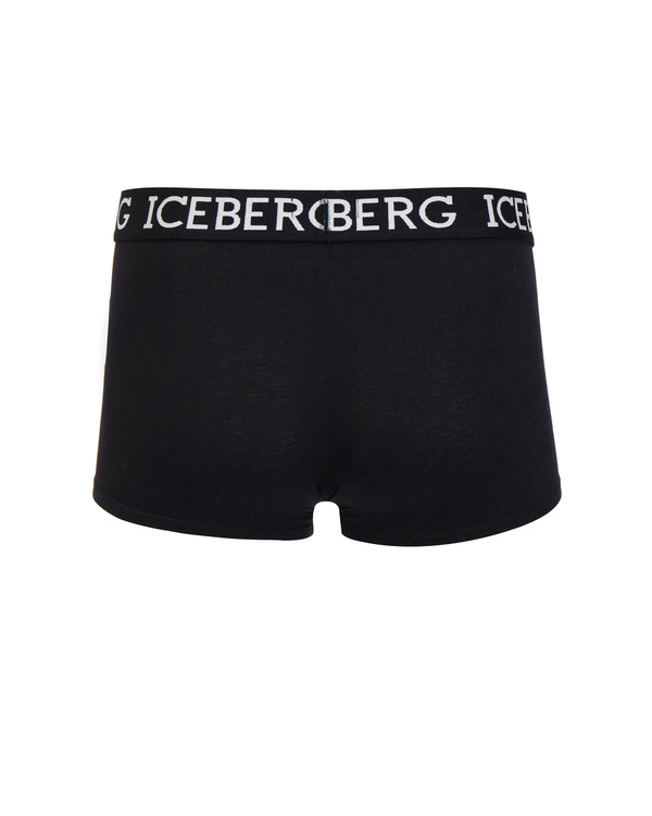 Boxer nero in cotone con logo - Iceberg - Official Website