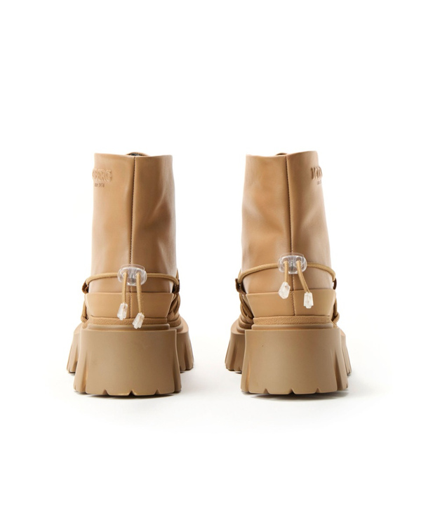 Beige combat boots with laces and raised logo - Iceberg - Official Website