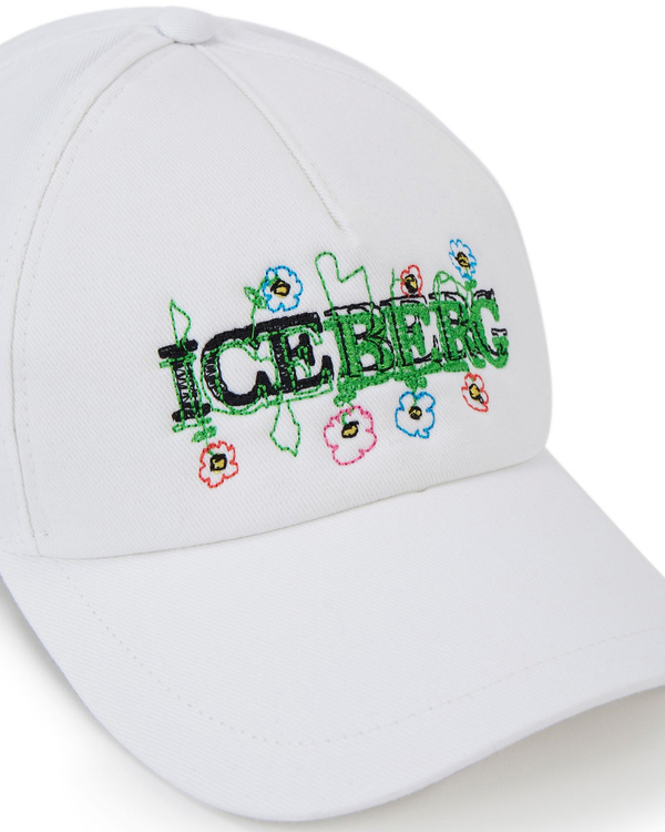 Men's white baseball cap with Blurry flowers logo - Iceberg - Official Website