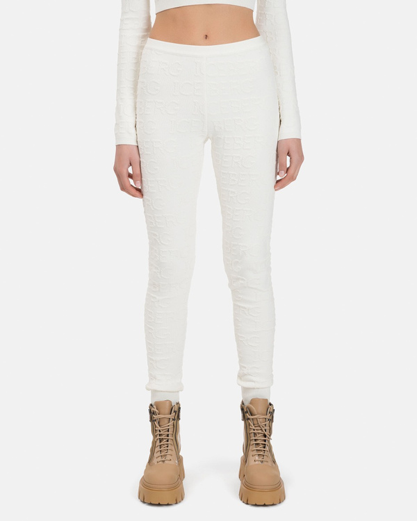 Women's cream leggings in stretched rayon - Iceberg - Official Website