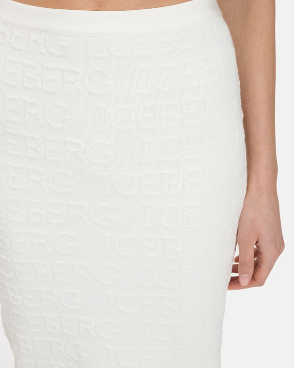 Women's cream pencil skirt in stretch rayon - Iceberg - Official Website