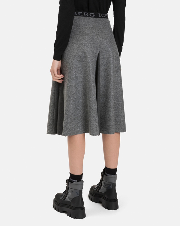 Women's grey skirt in wool flannel - Iceberg - Official Website