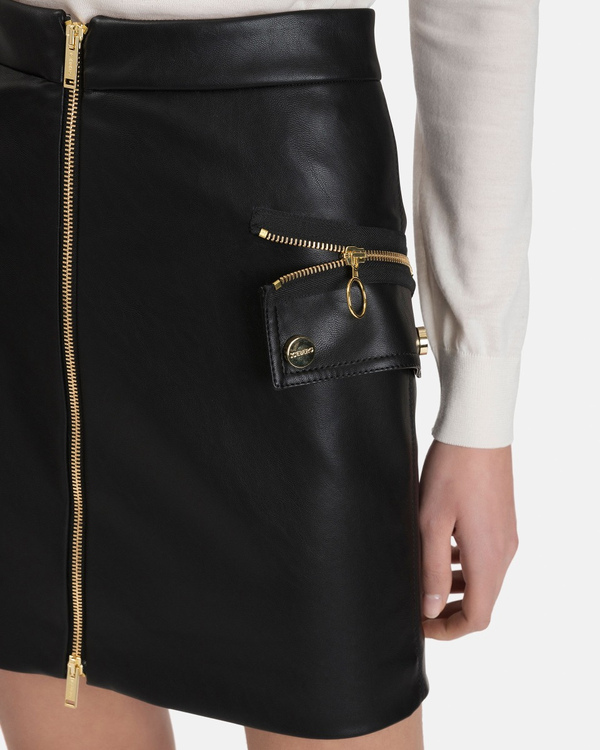 Women's black faux leather mini skirt - Iceberg - Official Website