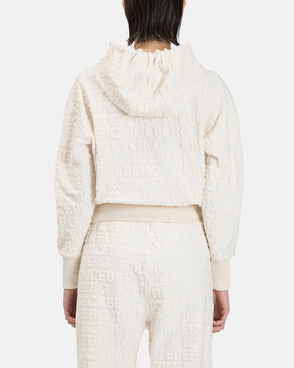 Women's powder white cropped hoodie - Iceberg - Official Website
