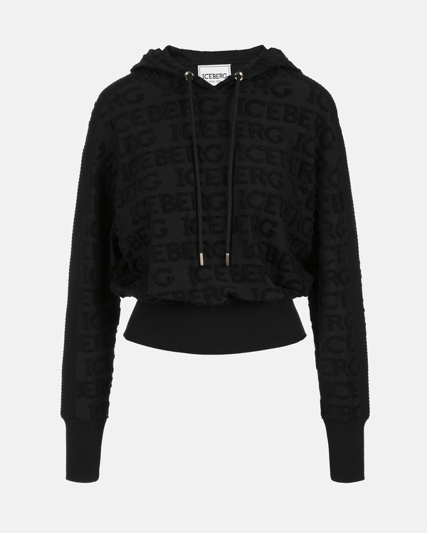 Women's black cropped hoodie - Iceberg - Official Website