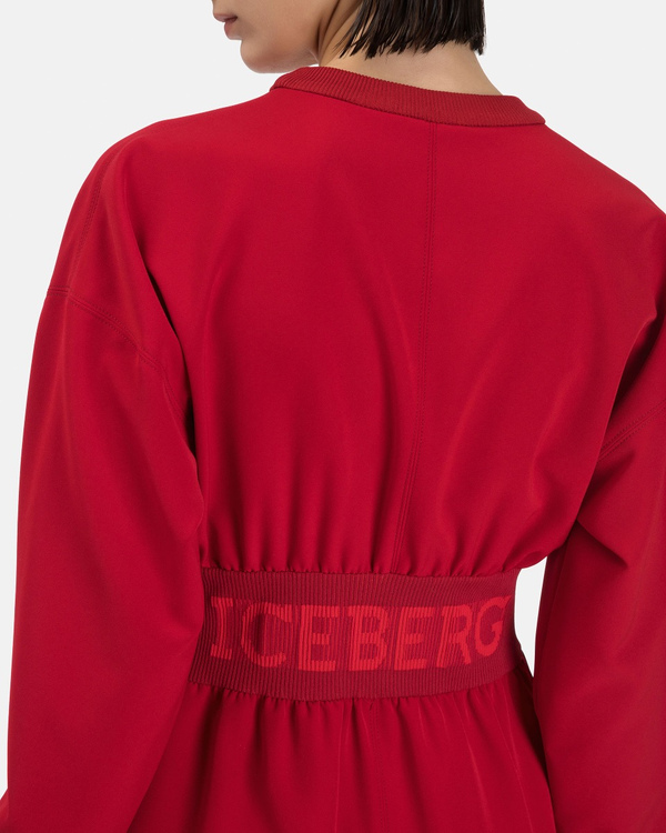 Women's day dress in dark red technical stretched cady - Iceberg - Official Website
