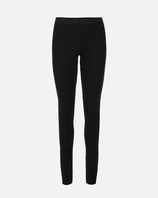 Women's black ribbed stretch rayon leggings - Iceberg - Official Website