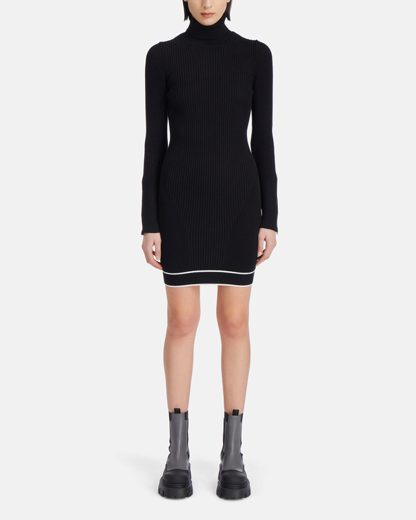 Women's black ribbed stretch rayon mini dress - Iceberg - Official Website
