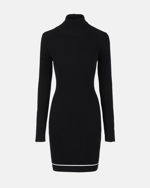 Women's black ribbed stretch rayon mini dress - Iceberg - Official Website