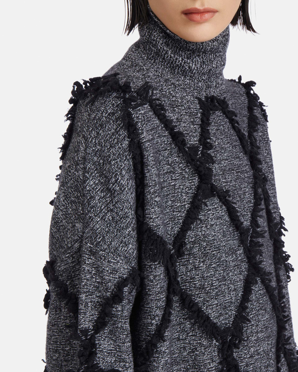 Grey melange comfort fit high neck knit mini dress - Iceberg - Official Website