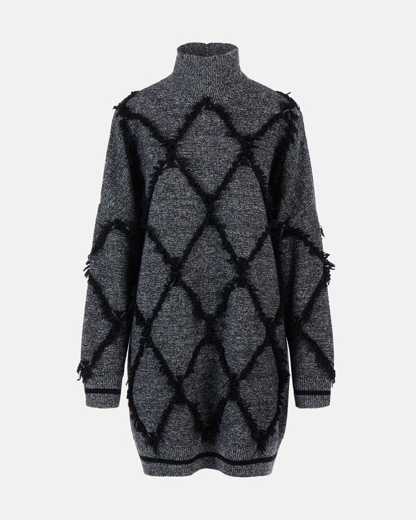 Grey melange comfort fit high neck knit mini dress - Iceberg - Official Website