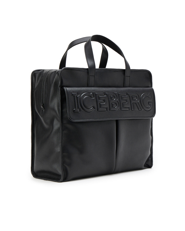 Black bag featuring handles and an embossed Iceberg logo - Iceberg - Official Website