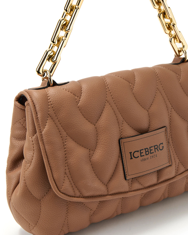 Light grey faux leather flap bag with logo - Iceberg - Official Website