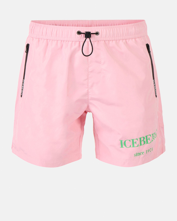 Pink heritage logo swim shorts | Iceberg