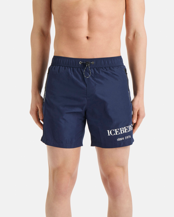 Blue heritage logo swim shorts - Iceberg - Official Website