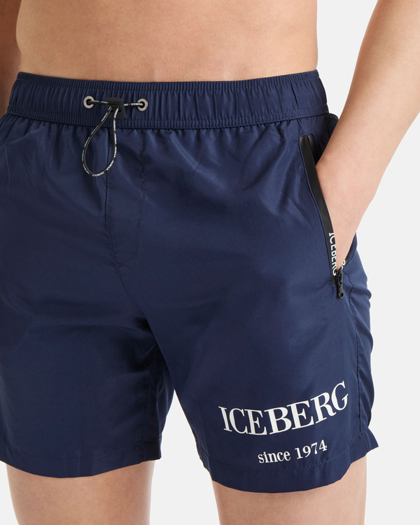 Blue heritage logo swim shorts - Iceberg - Official Website
