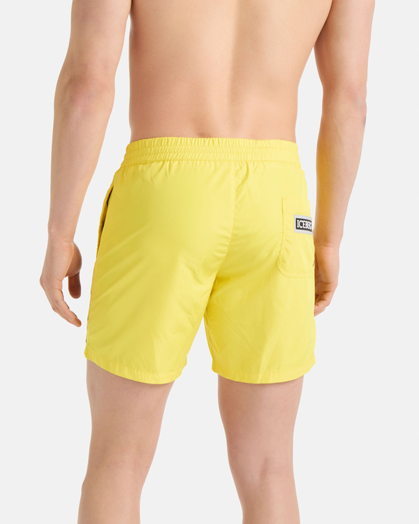Yellow colourblock logo swim shorts 