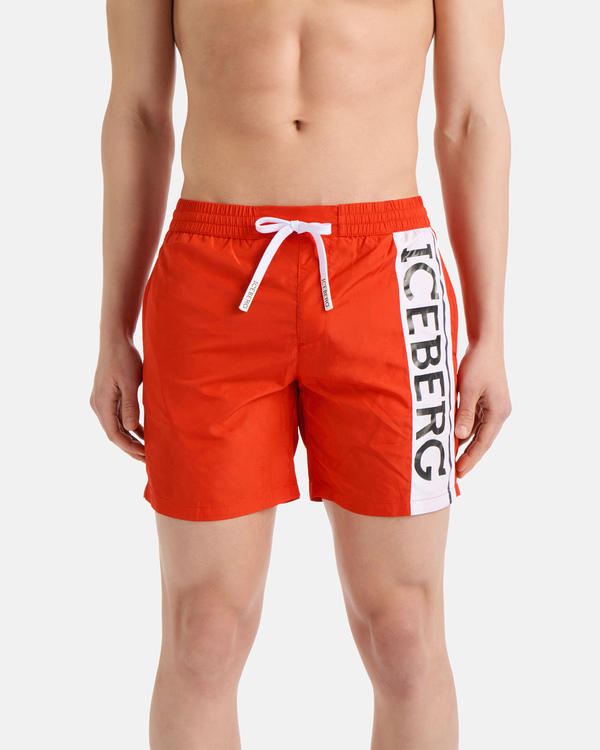 Coral colourblock logo swim shorts - Iceberg - Official Website